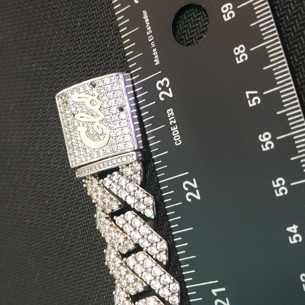 GLD Shop Iced Cuban Chain White Gold Plated CZ Stones - 23"
